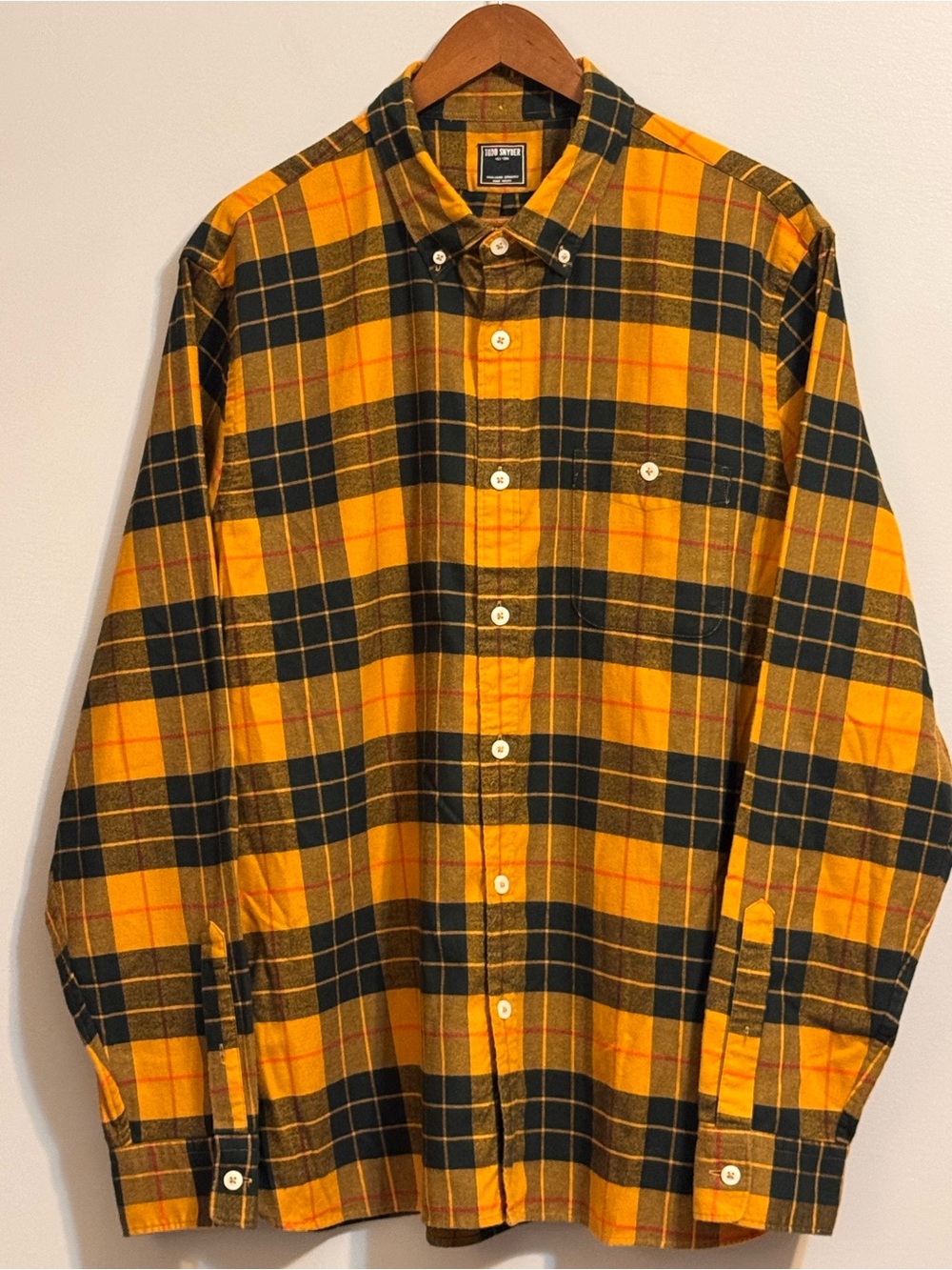Todd Snyder New York Men’s XL Mustard Plaid Cotton Flannel Button Down - Picture 1 of 9